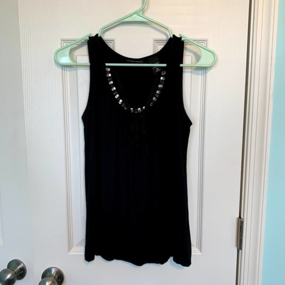 New York & Company Women's Size Extra‎ Small Black Beaded Top